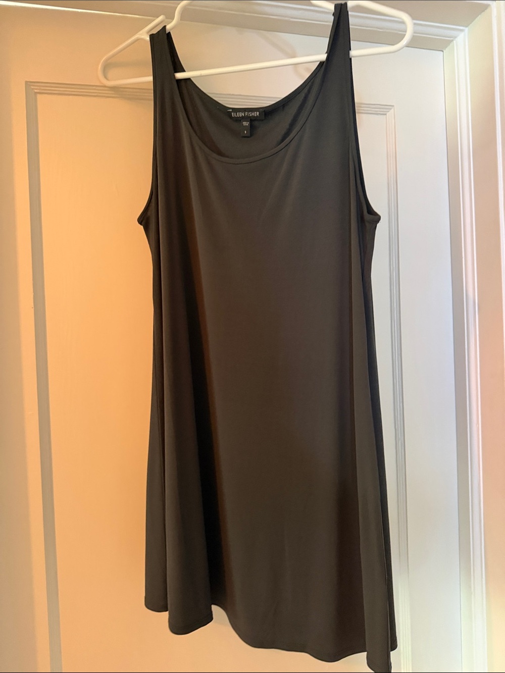Eileen Fisher Dark Gray Scoop Neck Sleeveless long shell